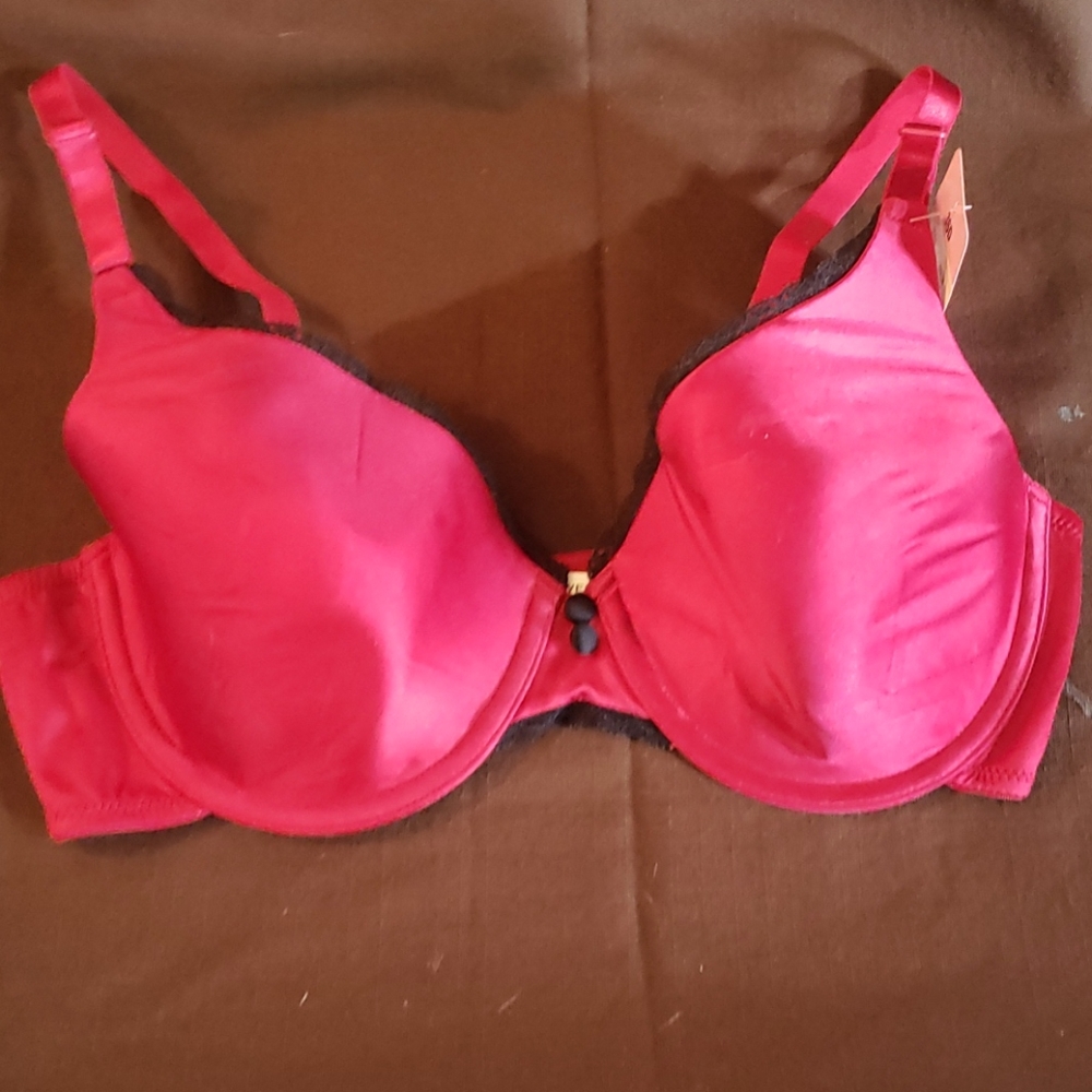 Red 36D satin bra